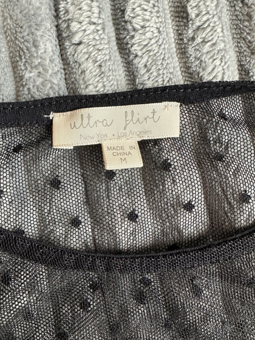 Whimsigoth sheer black Swiss dot long sleeve top with bell sleeves - Picture 5 of 8